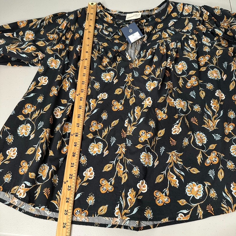 Universal thread Peasant Top‎ Size XL Dark Gray Floral Cottagecore - Picture 9 of 10